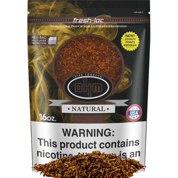 OHM Pipe Tobacco 1 lb (16oz) Natural & More Smoker's Outlet Online